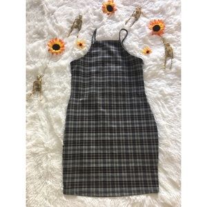 SIZE M, PLAID RIBBED MINI DRESS